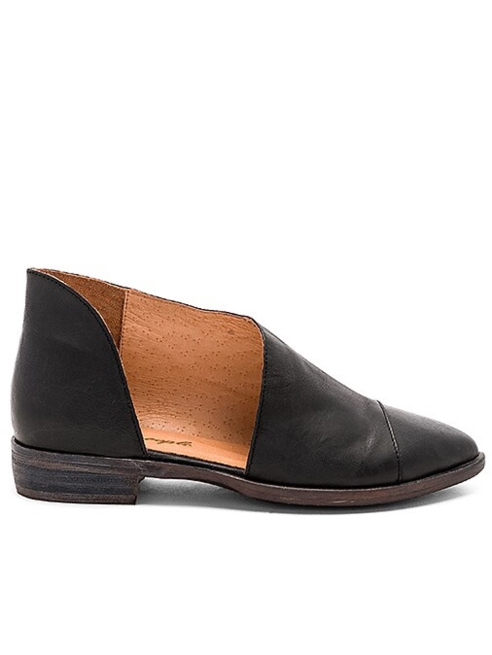 Free People Royale Flat Black Leather Pointed Toe Cutout Loafers Size 38 / 7